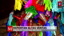 Reportan altas ventas de piñatas de siete picos previo a Año Nuevo