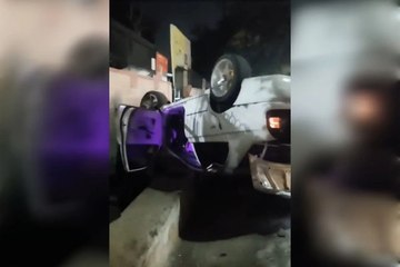 Alwar News: तेज रफ्तार कार पलटी, ऑटो को टक्कर मारते हुए दीवार से जा भिड़ी