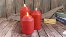 Melouris realistic red pillar flameless candle ,remote control,battery operated