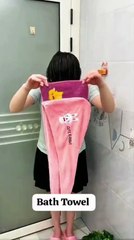 Hair Dryer Bath Towel for Women & Kids – Quick Dry Microfiber Hair Wrap Towel with Button & Loop