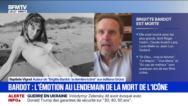 Mort de Brigitte Bardot: Ce qui captive chez elle, c'est l'icône qu'elle a été, sans vouloir le devenir , déclare Baptiste Vignol, auteur du livre Brigitte Bardot : la dernière icône