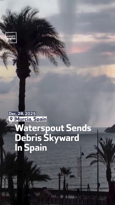 Waterspout Sends Debris Skyward In Spain