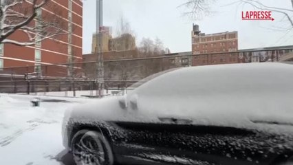 Le immagini della tempesta di neve a New York: strade e parchi coperti di bianco