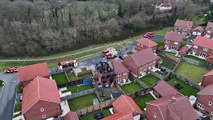 Aerial footage of tragic house fire that killed a child in Ashford