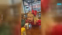 Grinch Crashes Breakfast and Scares Little Girl