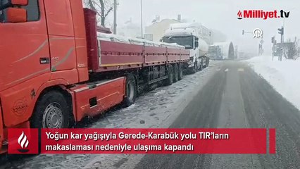 Kar kalınlığı yarım metreye ulaştı! Gerede Karabük yolu ulaşıma kapandı