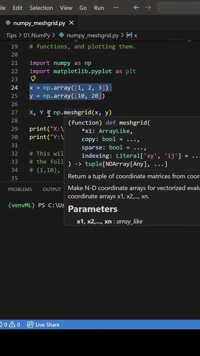 NumPy: "meshgrid" Function - Part One.