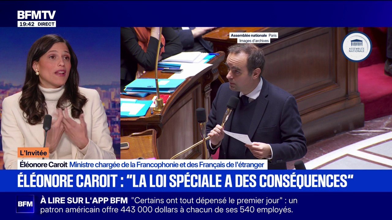"La loi spéciale a des conséquences", assure Éléonore Caroit, ministre chargée de la Francophonie et des Français de l'étranger