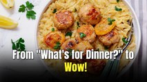 Lemon Thyme Meatballs with Pumpkin Orzo