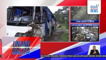 Bus na sinasakyan ng 29 na youth leaders papunta sa isang youth camp, tumagilid sa Marilaque Highway; 1 patay | Unang Balita