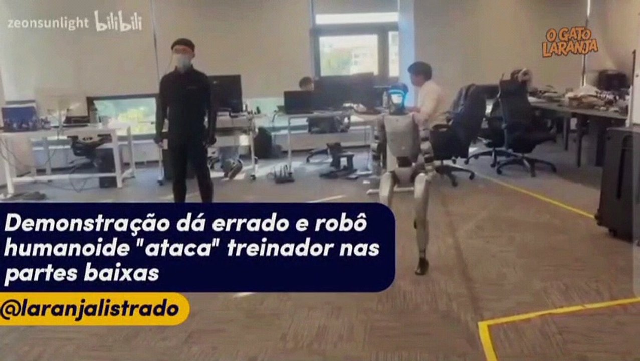 Demonstração dá errado e robô humanoide "ataca" treinador nas partes baixas
