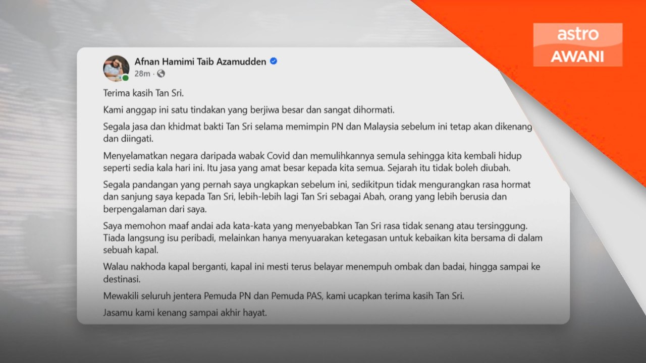 Pemuda Pas kenang jasa Muhyiddin hingga akhir hayat
