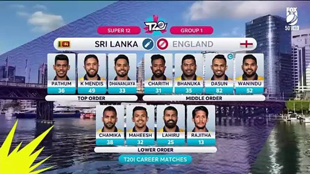 2022 T20 CWC | Sri Lanka vs England, 39th Match, Group 1 at Sydney, T20 WC