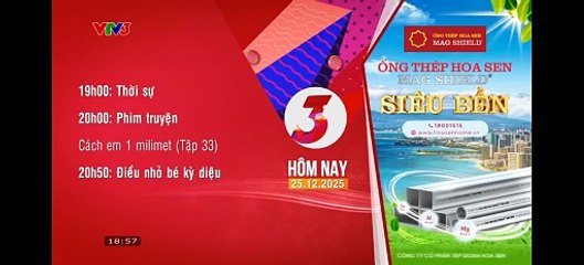 VTV3 | "Những bông hoa nhỏ - Vườn Tween" program ending, tonight program introduction, advertisements, VTV news program opening | Thursday, 25 December 2025