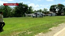 Riuh! Presiden Prabowo Disambut Teriakan Warga saat Mendarat dari Helikopter di Tapanuli Selatan