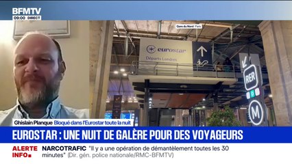 "On était dans le noir complet à certains moments": Ghislain Planque, bloqué dans un Eurostar toute la nuit, témoigne sur BFMTV