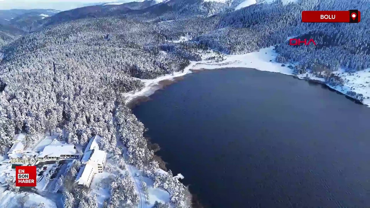 Karla kaplı Bolu Abant’ta eşsiz manzara