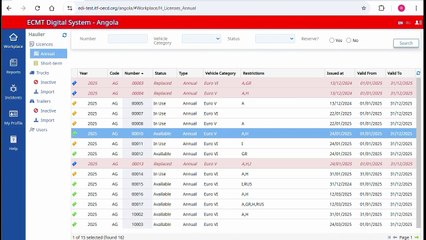CEMT Système numérique pour les transporteurs