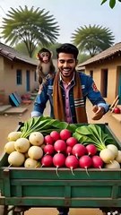 बंदर वाला आया बैगन बेचने 🤪 !! funny cartoon shorts । Animation funny shorts #shorts #animation