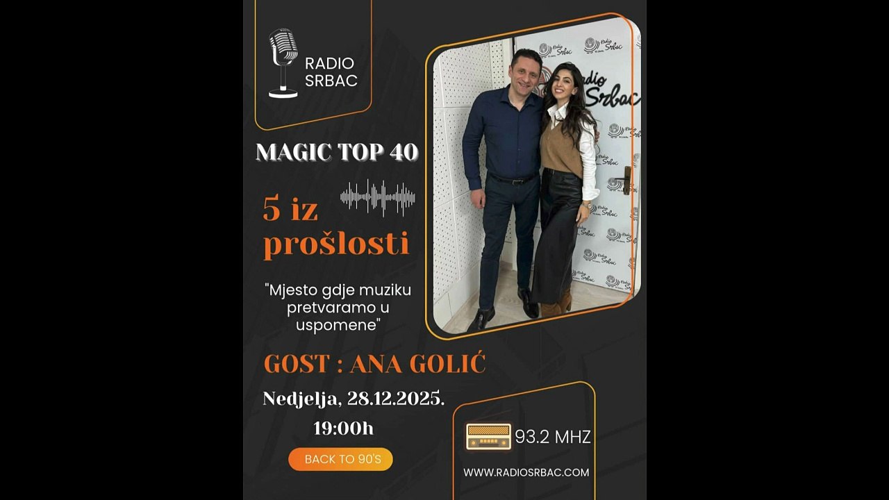 ANA GOLIĆ | MAGIC TOP 40 | Rubrika "5 iz prošlosti" | Radio Srbac | 28.12.2025.