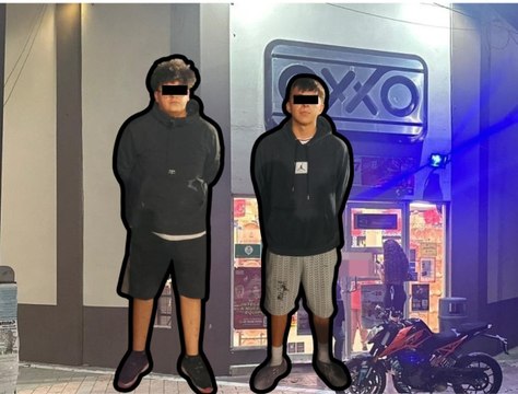 VIDEO | Jóvenes detenidos por daños a propiedad ajena en pleno centro de Monterrey