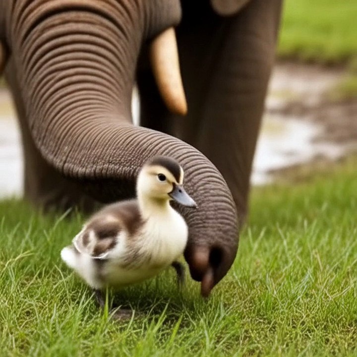 Elephant Helping Duck
