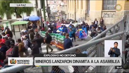 Mineros lanzan explosivo al nuevo edificio de la Asamblea Legislativa; el artefacto no detonó