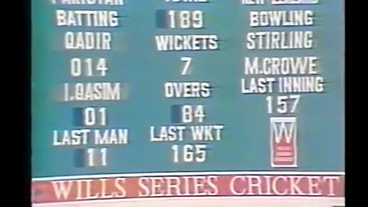 Abdul Qadir 14 off 56 Balls 124 Mins 1 Four vs New Zealand at Lahore Ist Test in November 1984-85