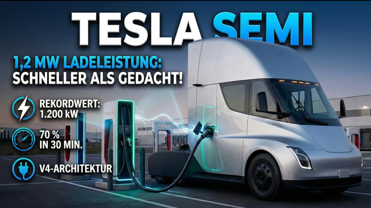 Elektro-Lkw Tesla Semi lädt 70 % in 30 Minuten – so geht’s