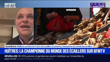 "On doit avoir 6.000 huitres à ouvrir": Sonia Bichet, meilleure ouvrière de France des écaillers, donne ses conseils pour ne pas se blesser lors de l'ouverture des huitres