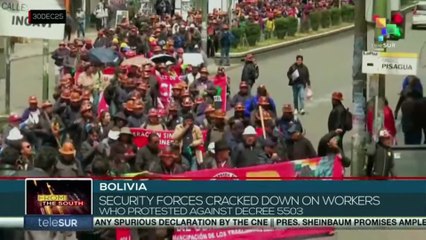 In Bolivia security forces cracked down on workers who protested against decree 5503