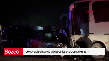 Gönen'de işçi servis midibüsü ile otomobil çarpıştı: 1 ölü, 8 yaralı