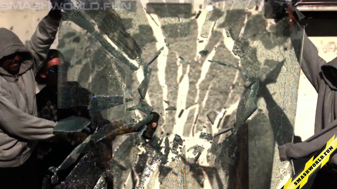 Hammer strike on large glass