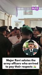 Major Ravi salutes the army officers who arrived to pay their respects following the passing of Mohanlal’s mother
