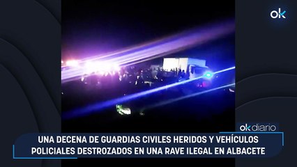 Una decena de guardias civiles heridos y vehículos policiales destrozados en una rave ilegal en Albacete