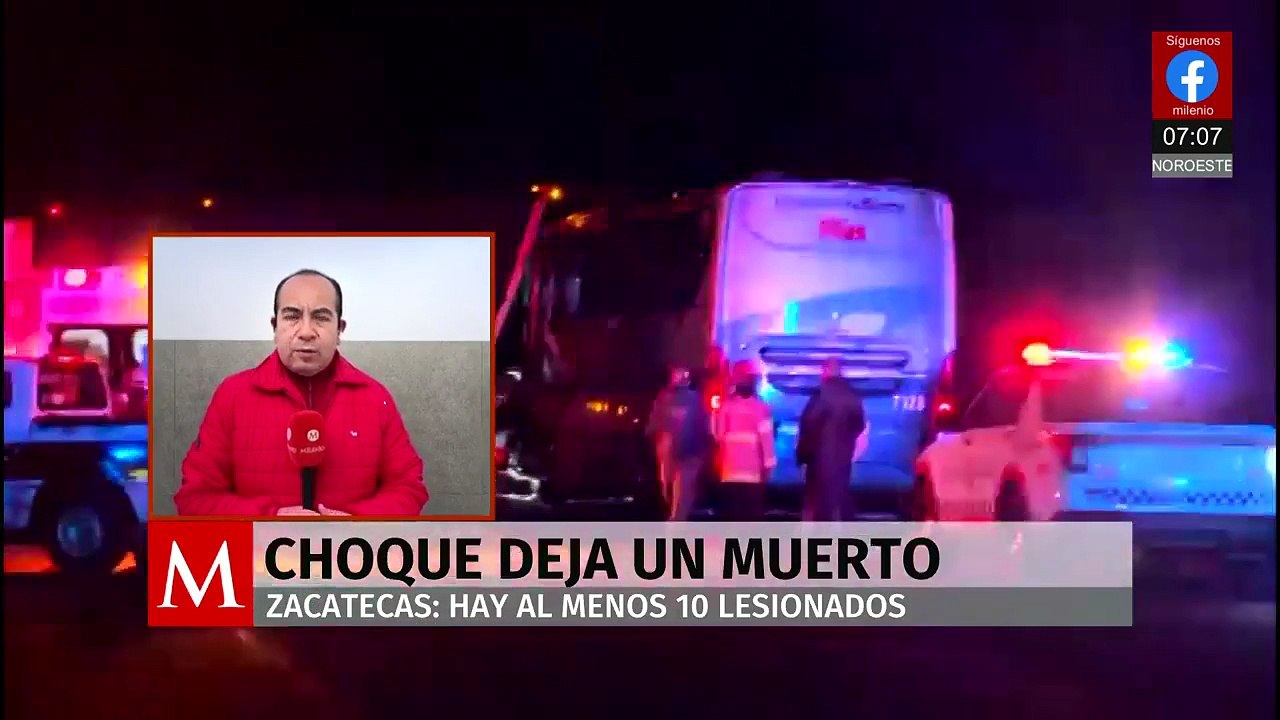 Choque entre camión de pasajeros y tractocamión deja un muerto en Zacatecas