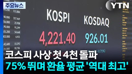 75% 뛰며 4천피 돌파...환율 평균 '역대 최고' / YTN
