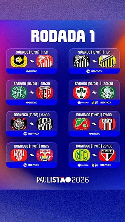 Os jogos da primeira rodada do Campeonato Paulista e onde assistir ao vivo