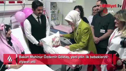 Bakan Mahinur Özdemir Göktaş'tan yeni yılın ilk bebeklerine ziyaret