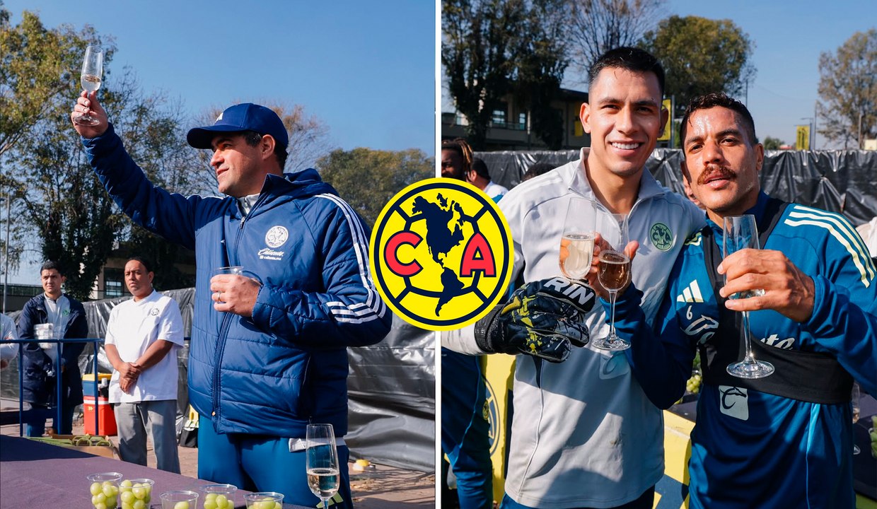 Jugadores del América celebran con brindis y uvas la llegada del 2026