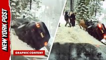 Dramatic moment SUV veers off cliff in Lake Tahoe