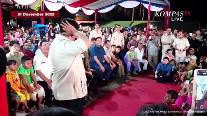 Sambut Tahun Baru 2026, Prabowo-Para Menteri Nyanyi Lagu 'Tanah Airku' Bersama Pengungsi di Tapsel