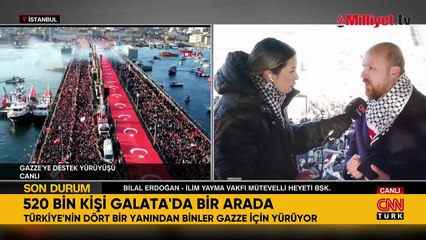 Türkiye, Filistin için ayakta! Galata Köprüsü'nde düzenlenen yürüyüş için yoğun katılım