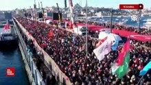 Galata Köprüsü'nde Filistin için dua edildi