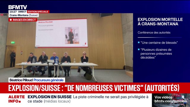 Explosion à Crans-Montana: Nous dénombrons une centaine de blessés, la plupart grièvement, et plusieurs dizaines de personnes sont présumées décédées , indique le commandant de la police cantonale