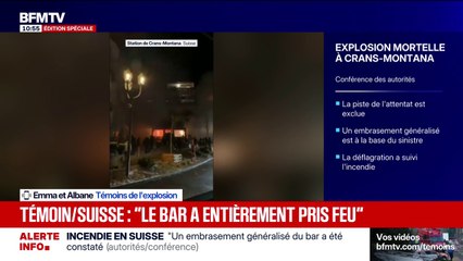 Explosion à Crans-Montana en Suisse: "Il y avait vraiment un mouvement de foule atroce", affirment Emma et Albane, témoins de l'explosion