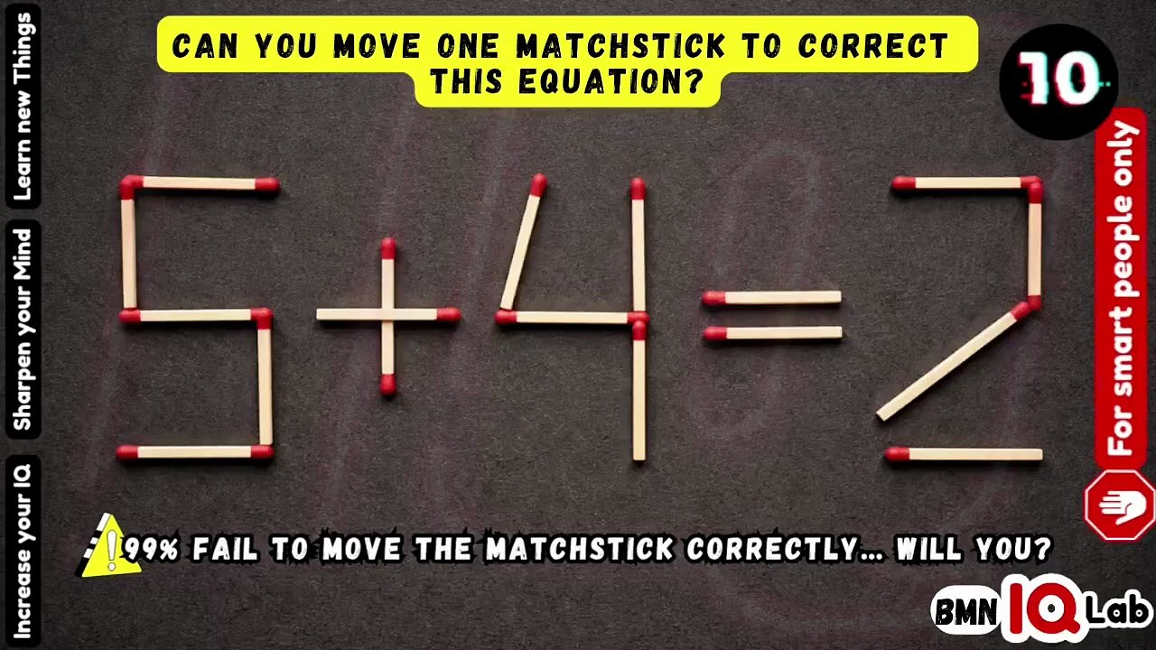#99PercentFailThis 🤯❌️ Can You Move One Matchstick To Correct This Equation?