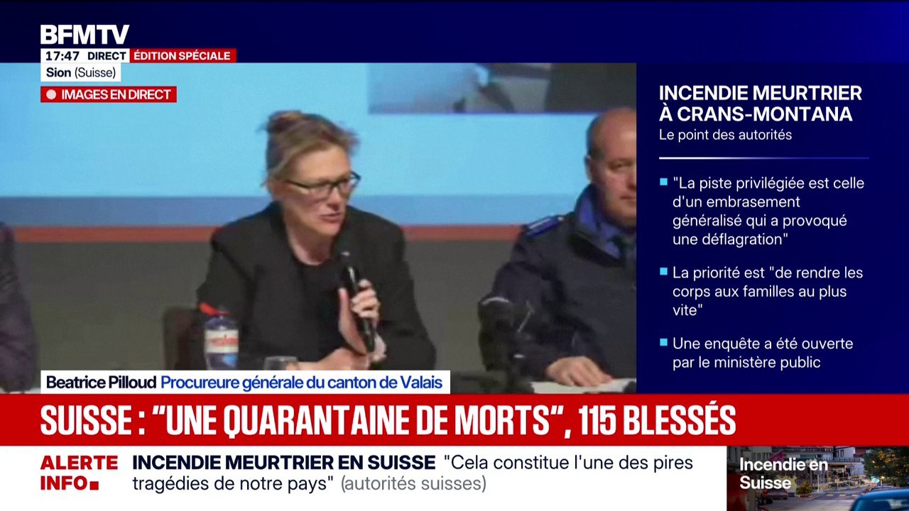 Incendie mortel à Crans-Montana: "L'enquête sera là pour déterminer si toutes les normes de sécurité ont été respectées", affirme Béatrice Pilloud, procureure générale du canton de Valais