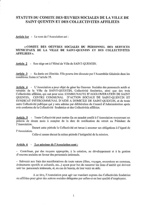 COS SAINT QUENTIN Statuts officiels 2011