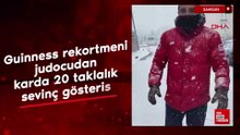 Samsun'da Guinness rekortmeni judocudan karda 20 taklalık sevinç gösterisi